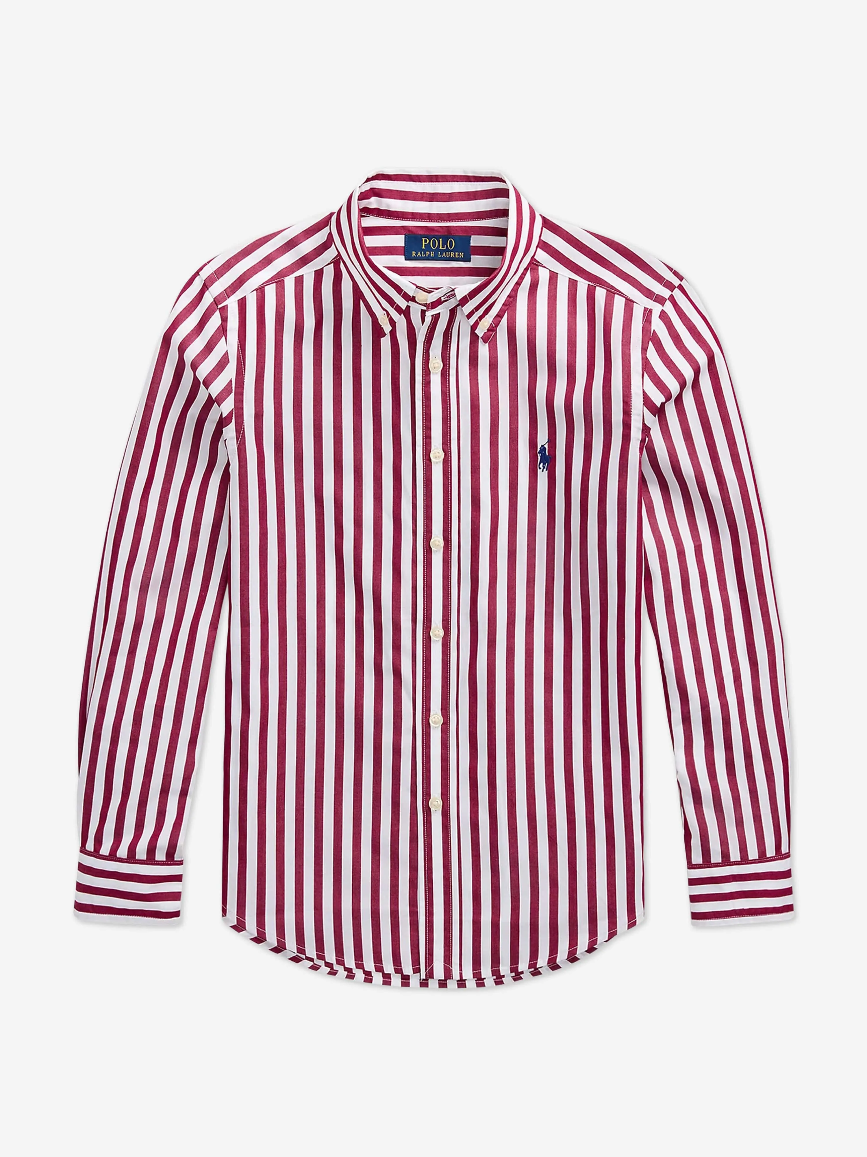 Ralph Lauren Jungen Gestreiftes Logo-Hemd in Rot