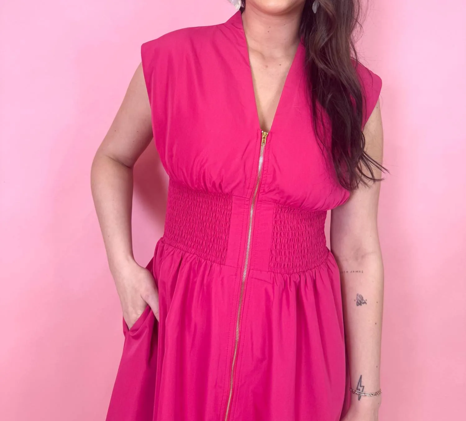 Reese Zip Front Midi Dress In Fruit Punch