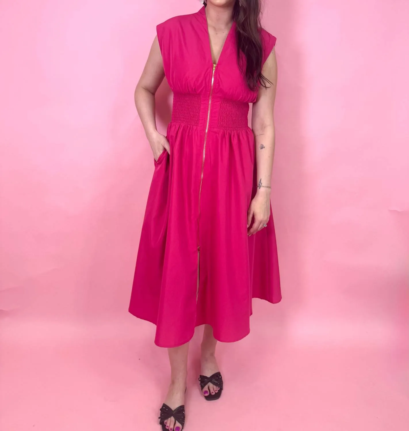Reese Zip Front Midi Dress In Fruit Punch