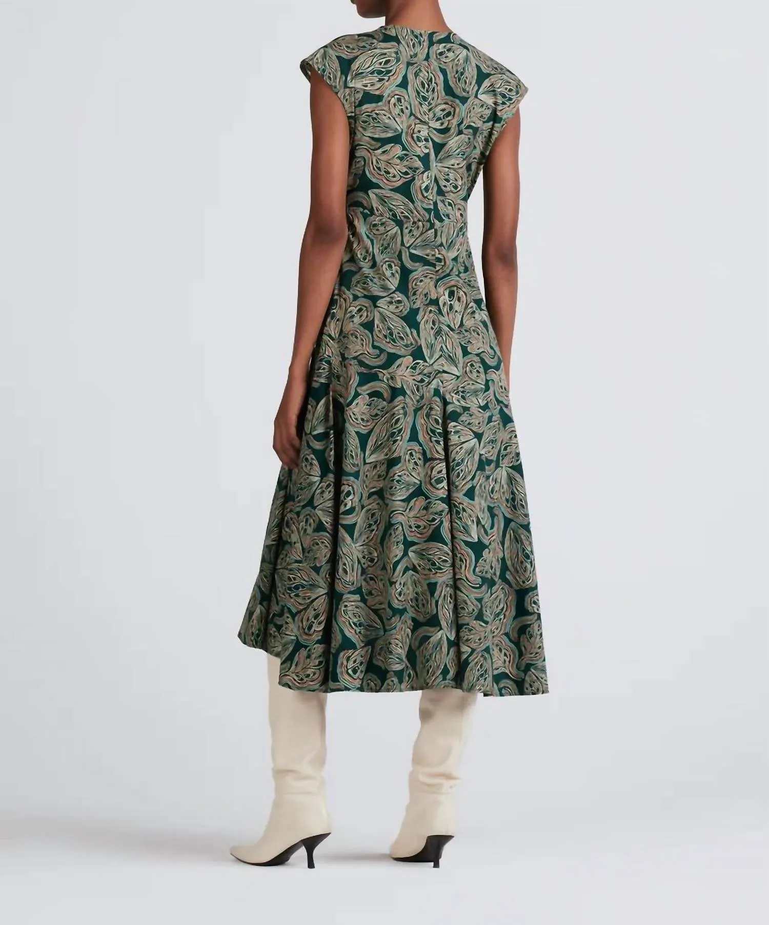 Reina Sleeveless Midi Dress In Moss Multi