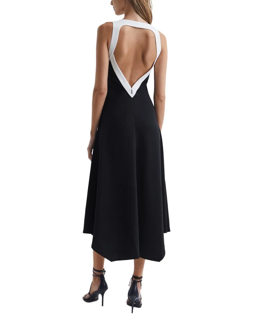 Reiss Autumn Colorblock V Neck Midi Dress