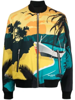 Reversible Graphic-Print Bomber Jacket winter jackets clearance