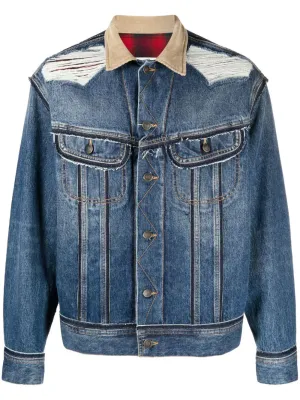 Ripped-Detailing Denim Jacket winter jackets clearance