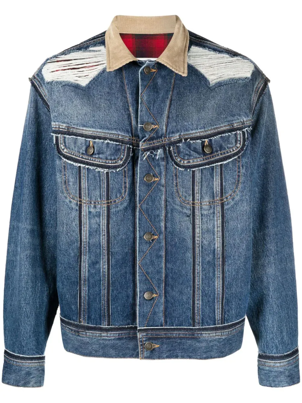 Ripped-Detailing Denim Jacket winter jackets clearance