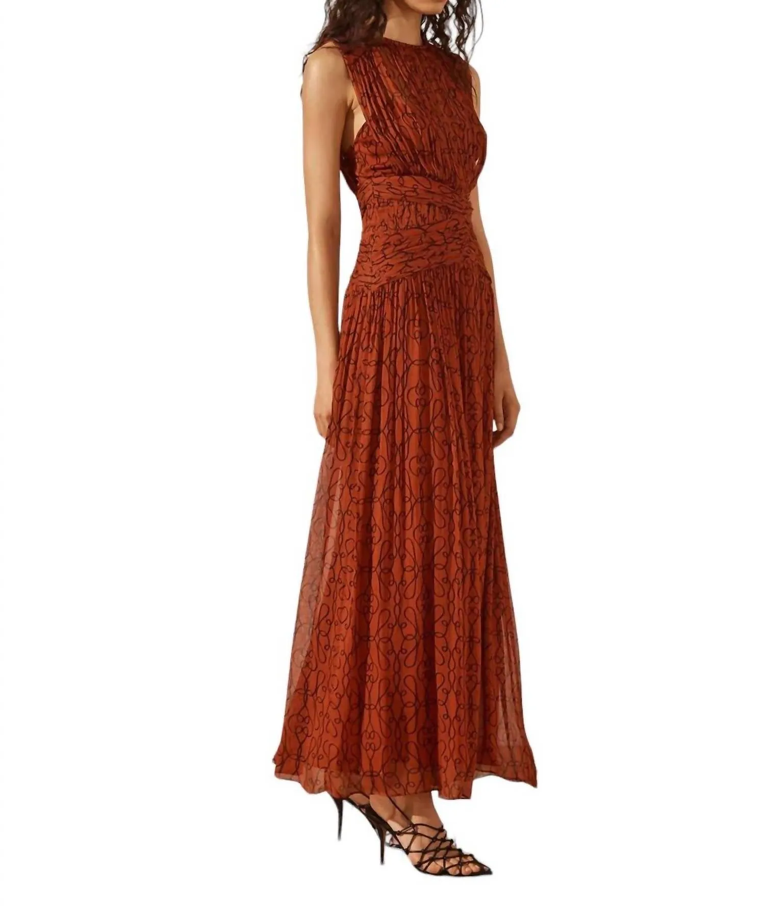 Round Neck Midi Dress In Atrani