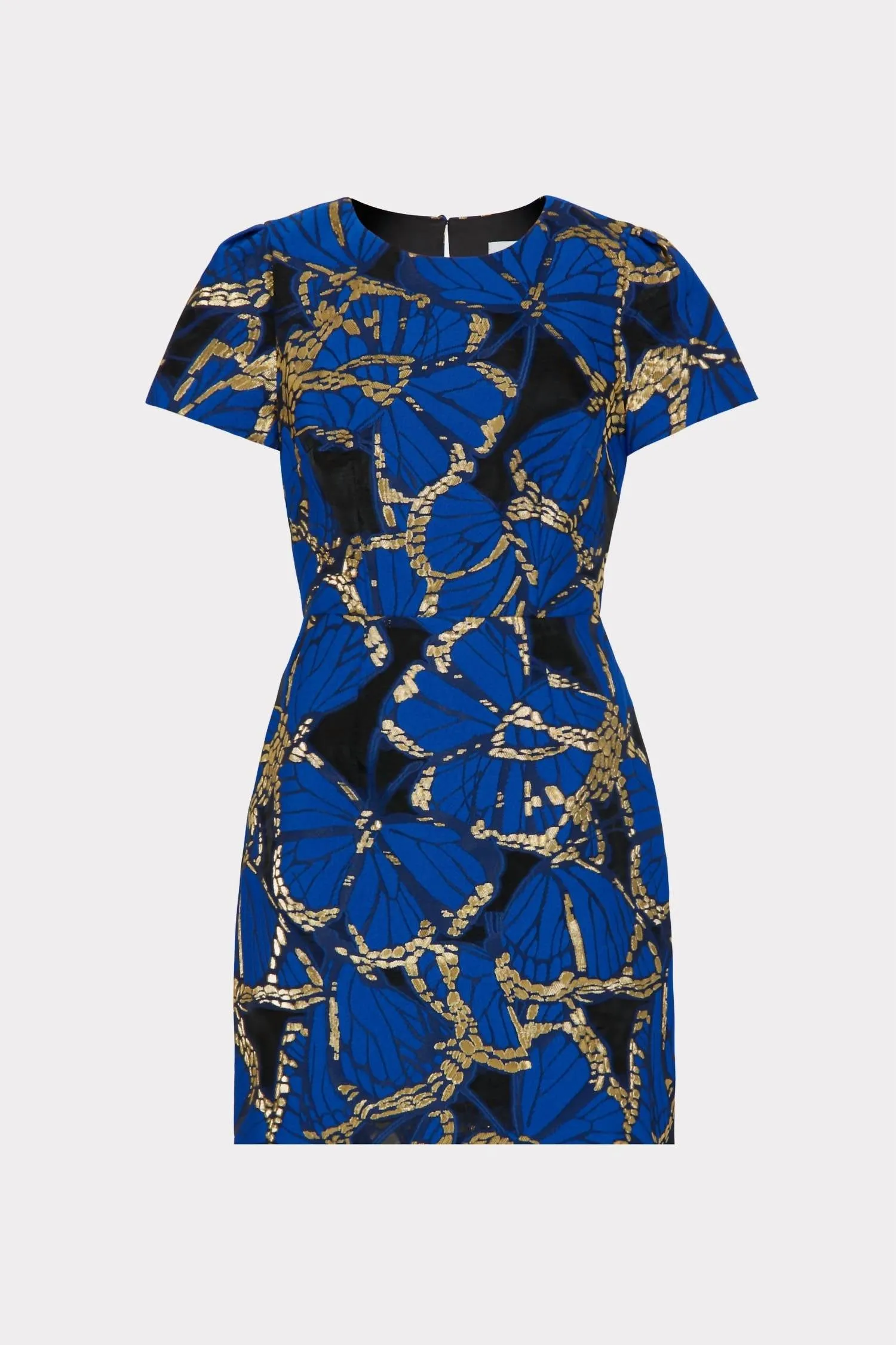 Rowen Butterfly Jacquard Dress In Blue Multi