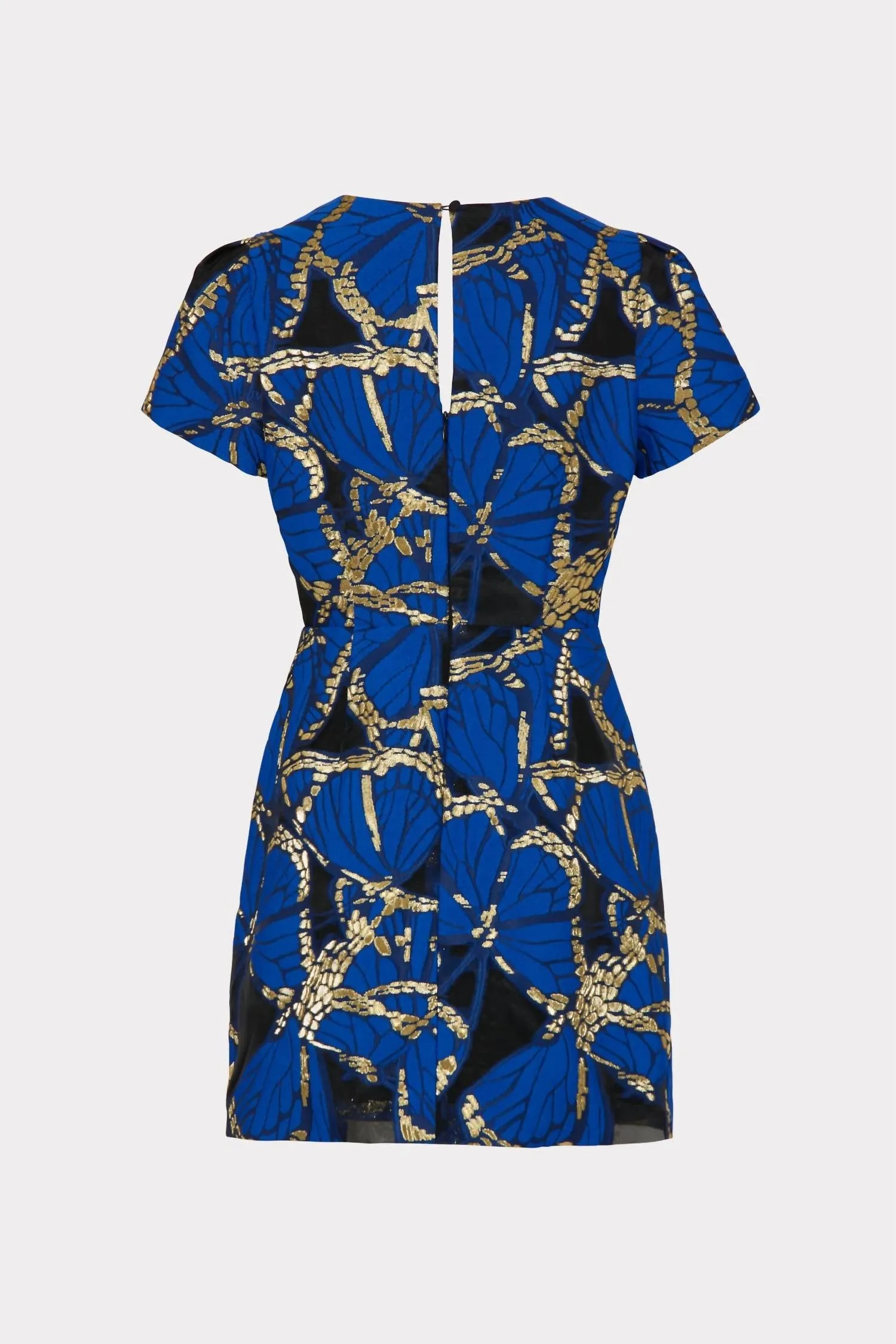 Rowen Butterfly Jacquard Dress In Blue Multi