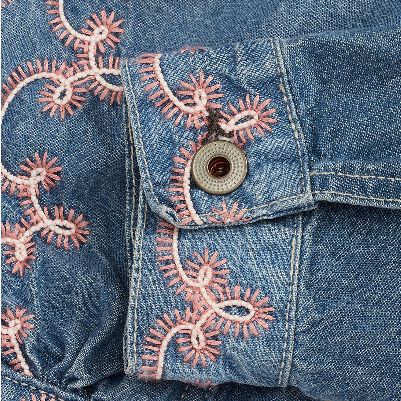 RRL by Ralph Lauren Womens Martine Trucker Jacket Blue / Pink