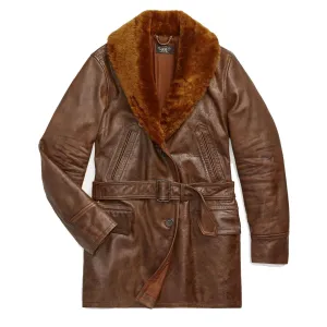 RRL by Ralph Lauren Womens Shearling-Collar Leather Jacket Caramel Brown raincoats promo code