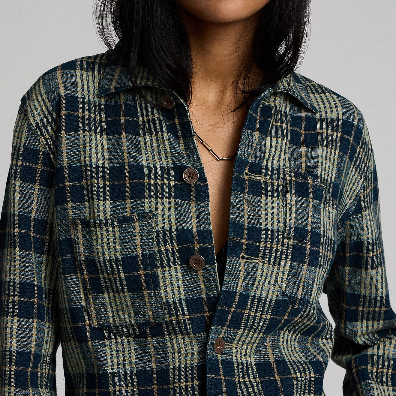 RRL By Ralph Lauren Womens Teagan L/S Shirt Indigo / Tan