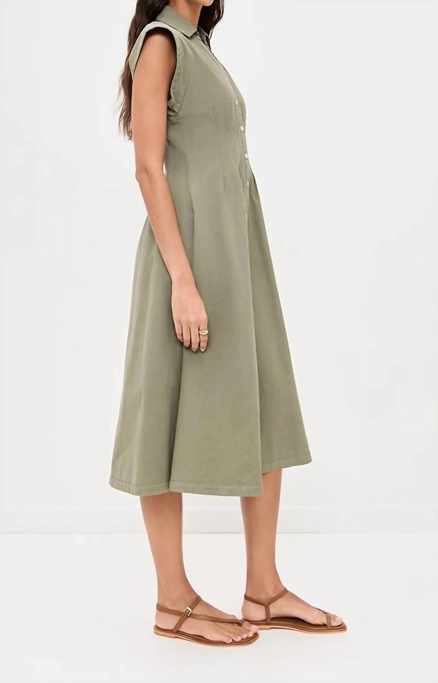Ruben Midi Dress In Stone Army