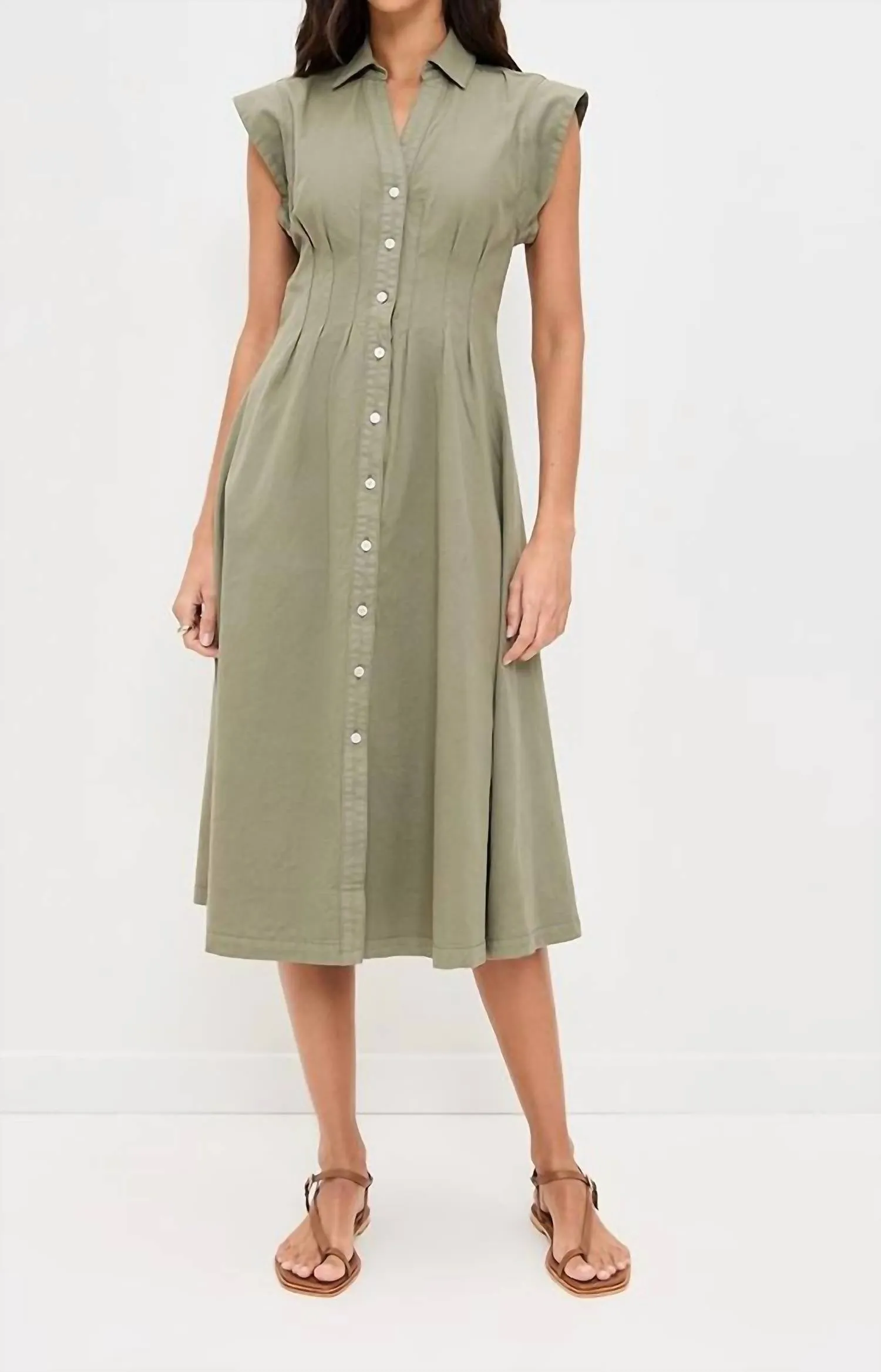 Ruben Midi Dress In Stone Army