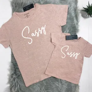 Sassy Script Mum & Kid Matching Heather Peach T-Shirts nursing tops best deals