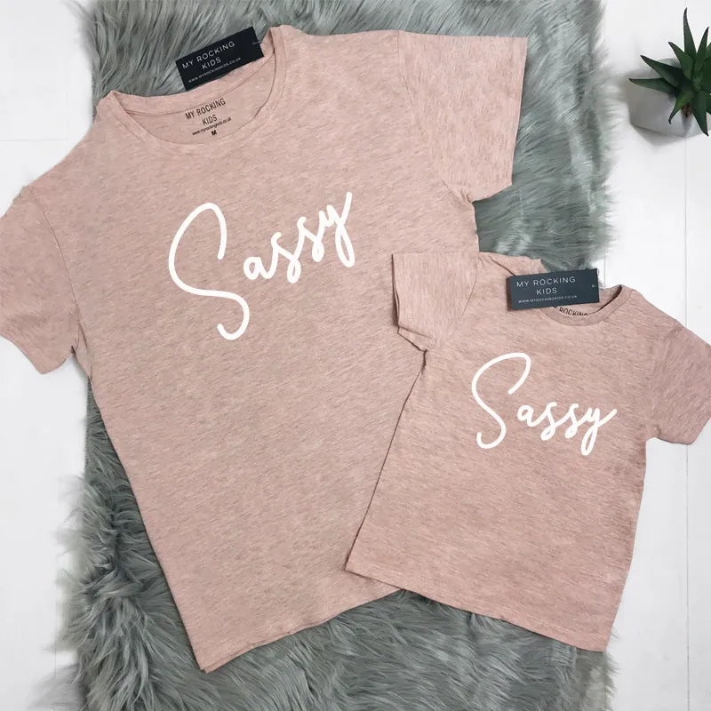 Sassy Script Mum & Kid Matching Heather Peach T-Shirts nursing tops best deals