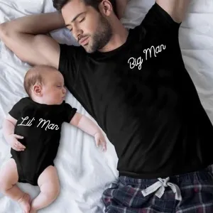 Script Big Man & Lil' Man & Lady Matching Tee & Bodysuits (MRK X) dad bod shirts discount