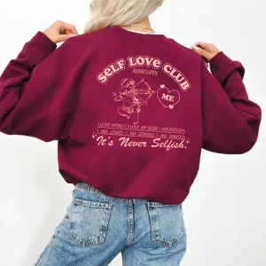 Self Love Club Cupid Back Logo Sweatshirt postpartum clothes sale