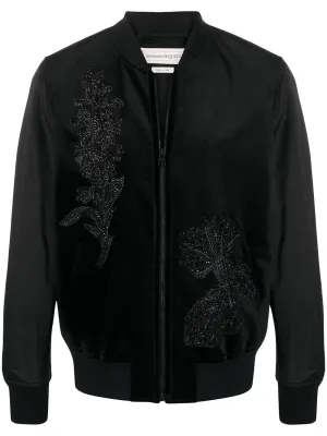 Sequin-Embellished Floral Bomber mens coats discount