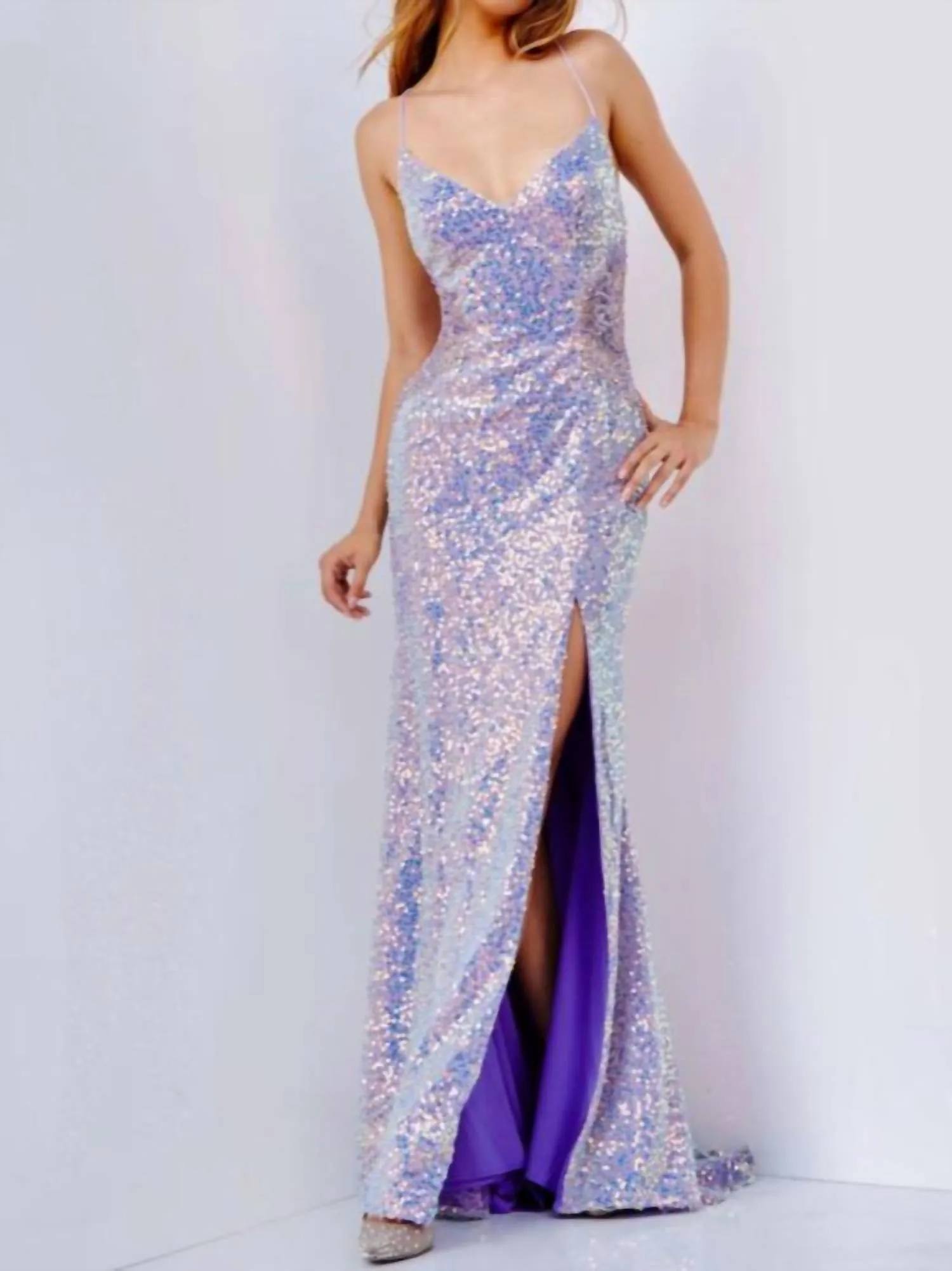 Sequin Gown In Lilac