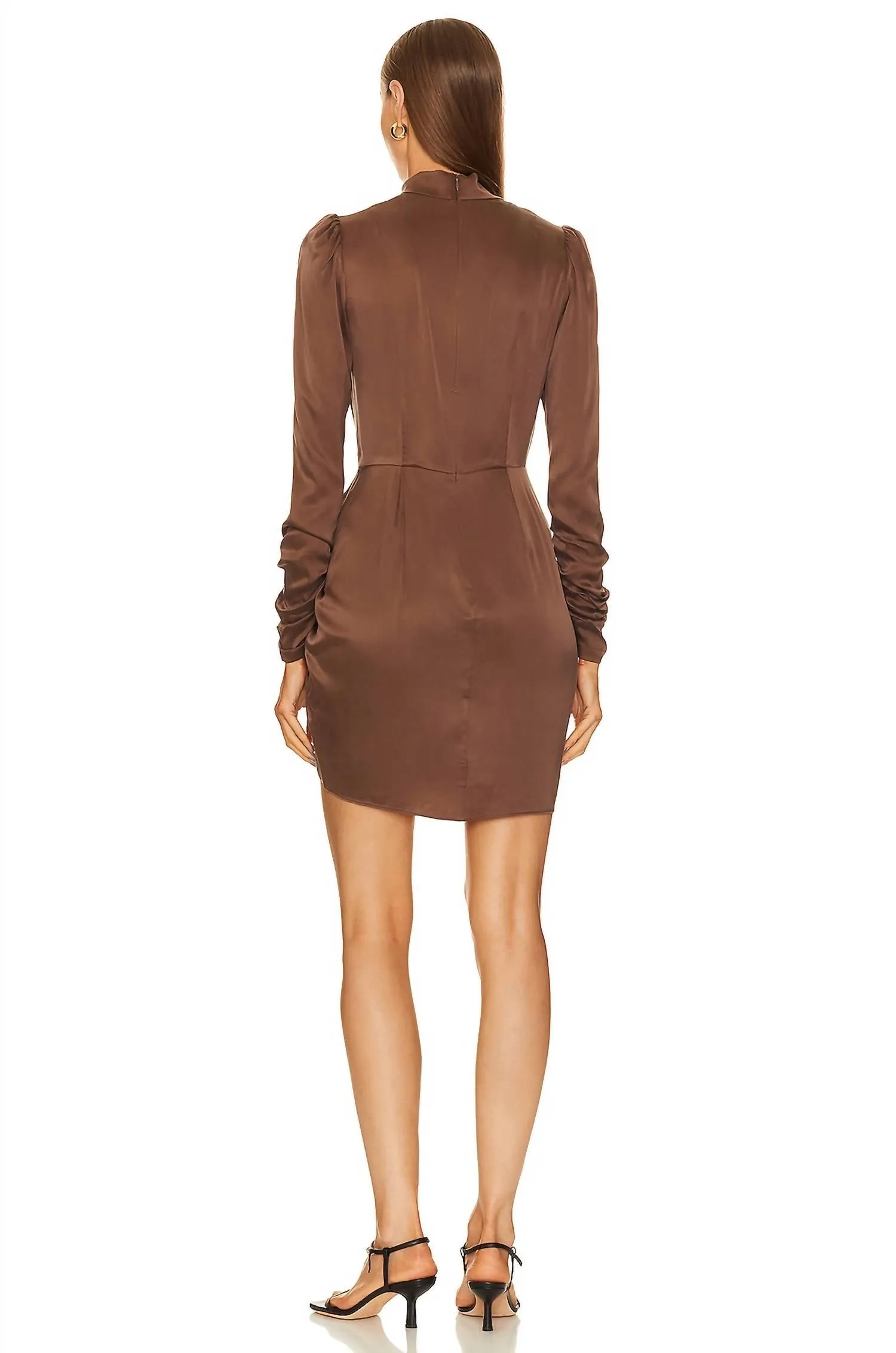 Silk Drape Dress In Chocolate