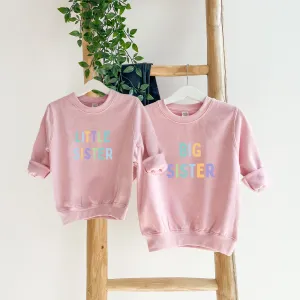 Sister Matching Pastel Block Pink Sweatshirts girls skirts clearance