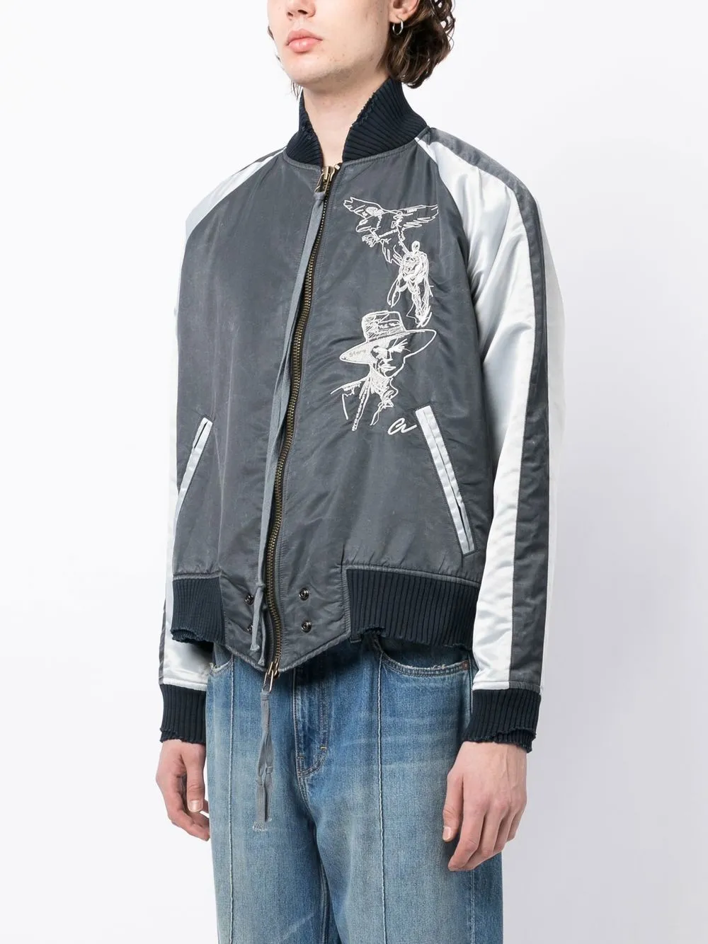 Sketch-Print Bomber Jacket