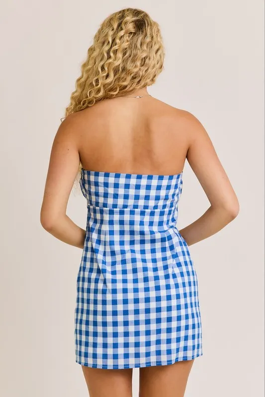 South of France Check Mini Dress