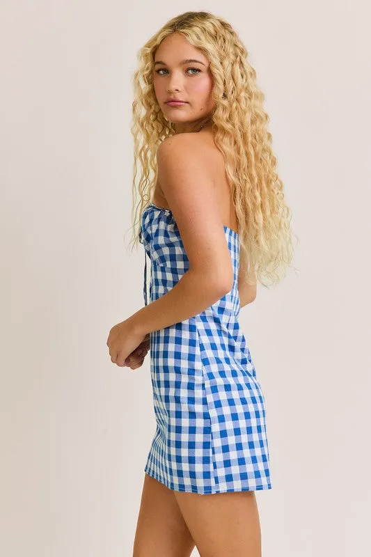 South of France Check Mini Dress