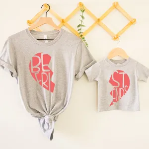 Split Heart Mum & Kid Matching Grey T-Shirts nursing tops best deals