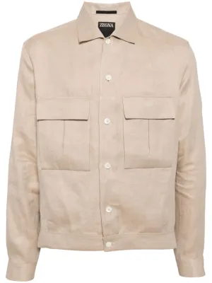 Spread-Collar Linen Jacket winter jackets clearance