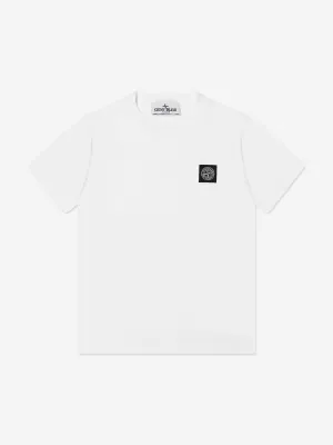 Stone Island Boys Kompass Logo T-Shirt in Weiß