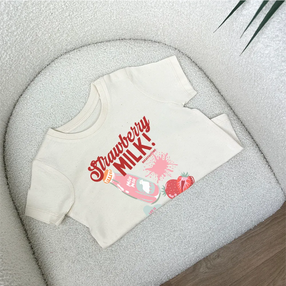 Strawberry Milk Graphic Kids T-Shirt girls pajamas promo