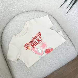 Strawberry Milk Graphic Kids T-Shirt girls pajamas promo