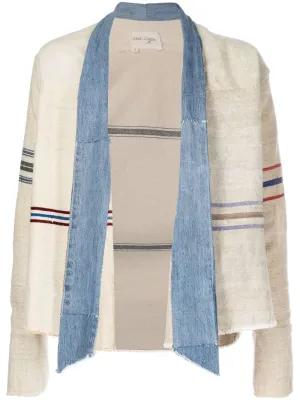 Stripe-Print Panelled Jacket winter jackets clearance