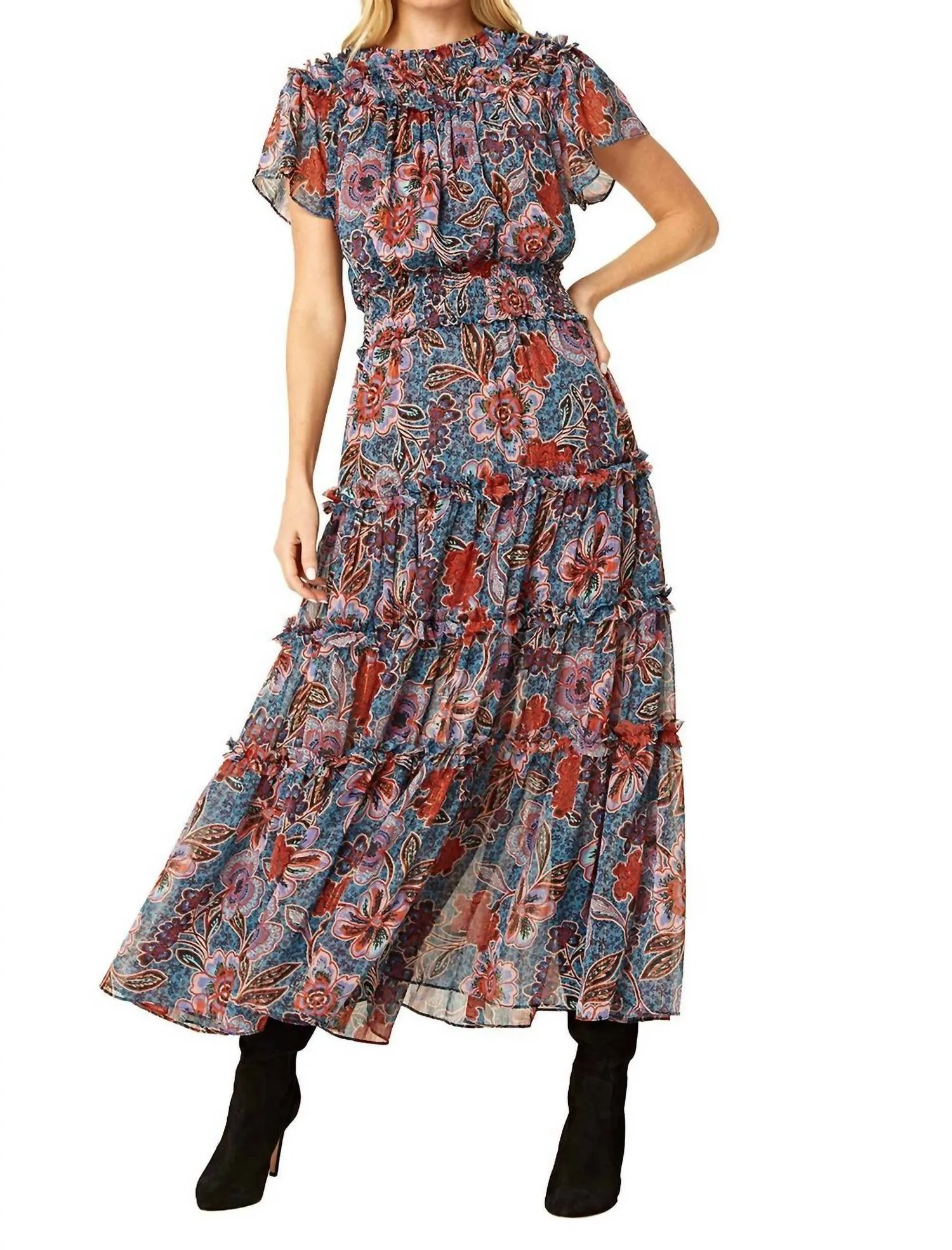 Suki Dress in Cerulean Flora