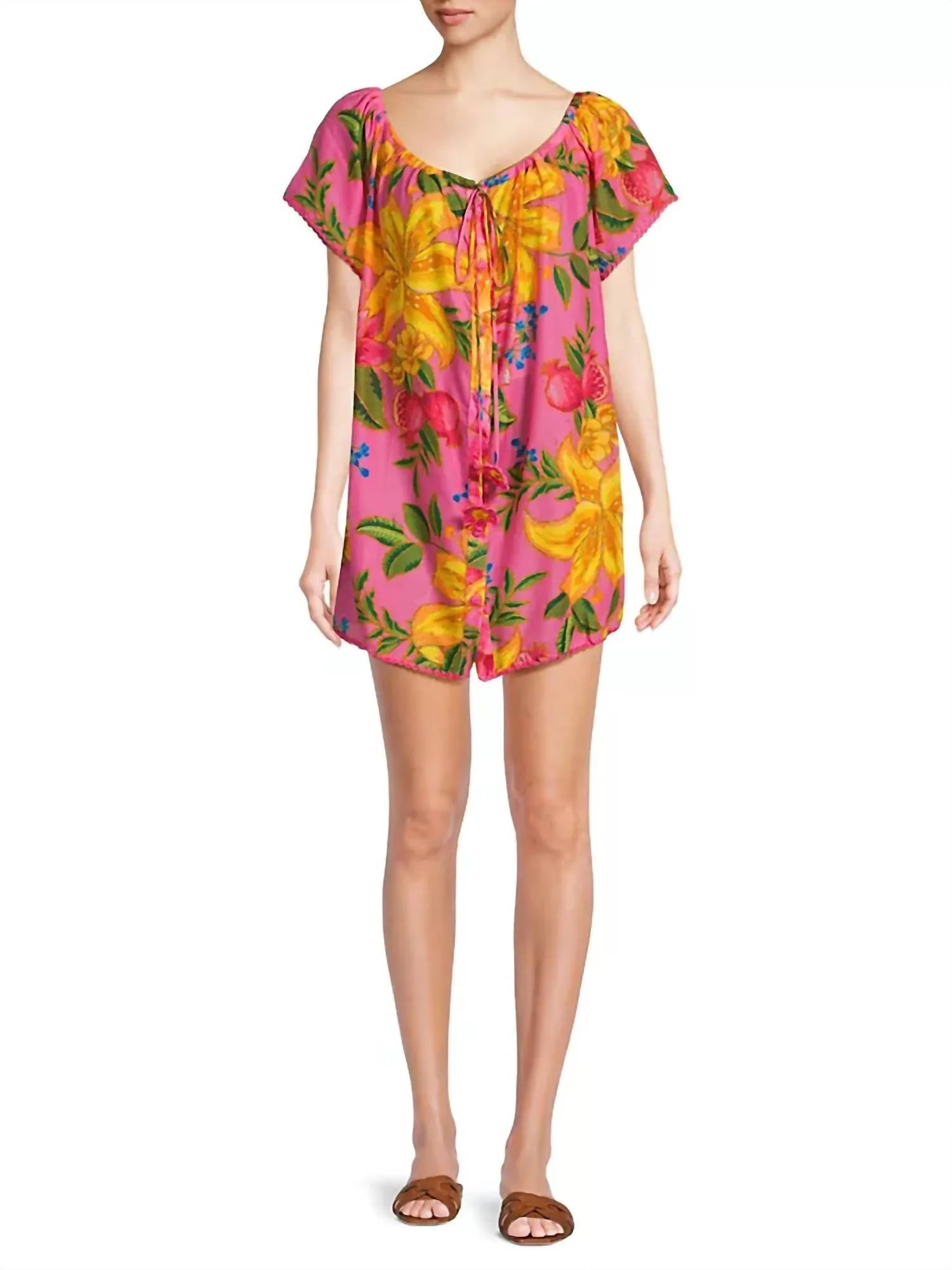 Summer Fruit Mini Dress In Pink