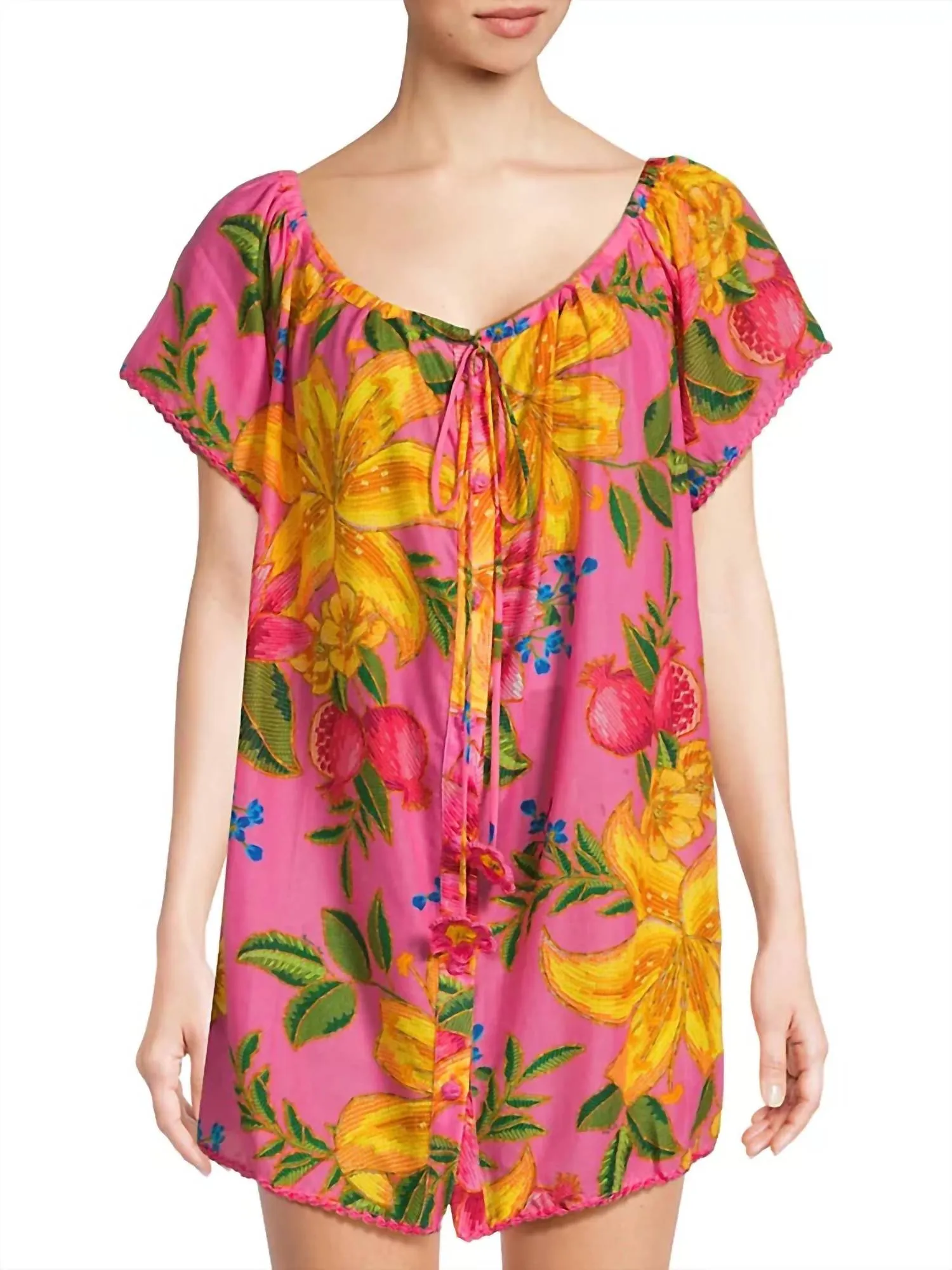 Summer Fruit Mini Dress In Pink