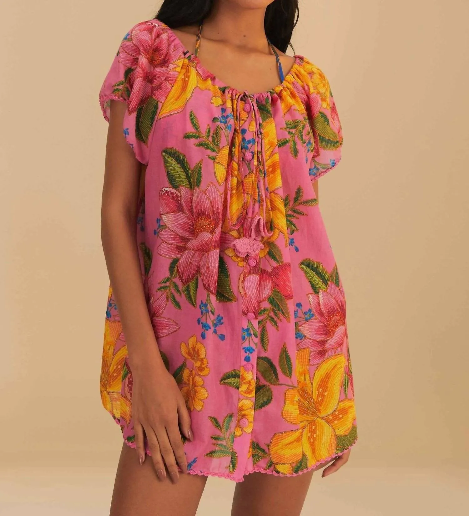 Summer Fruit Mini Dress In Pink