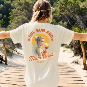 Sun, Sip, Mum Sass Back Graphic T-Shirt maternity dresses promo