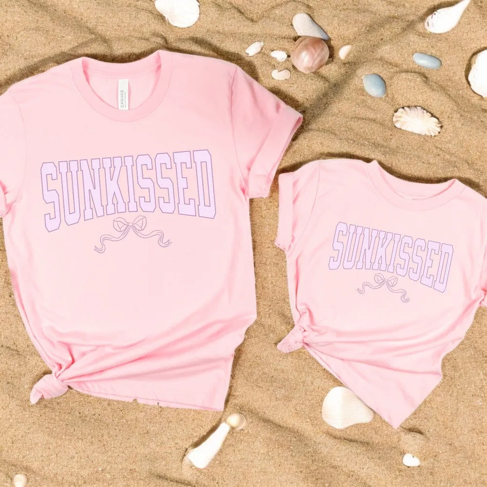 Sunkissed Coquette Bow T-Shirts- Cotton Pink nursing tops best deals