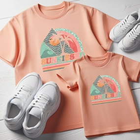 Sunkissed Island Mum Matching T-Shirts- Fraiche Peche mum blouses clearance