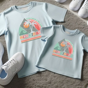 Sunkissed Island Mum Matching T-Shirts- Sky Blue mum blouses clearance