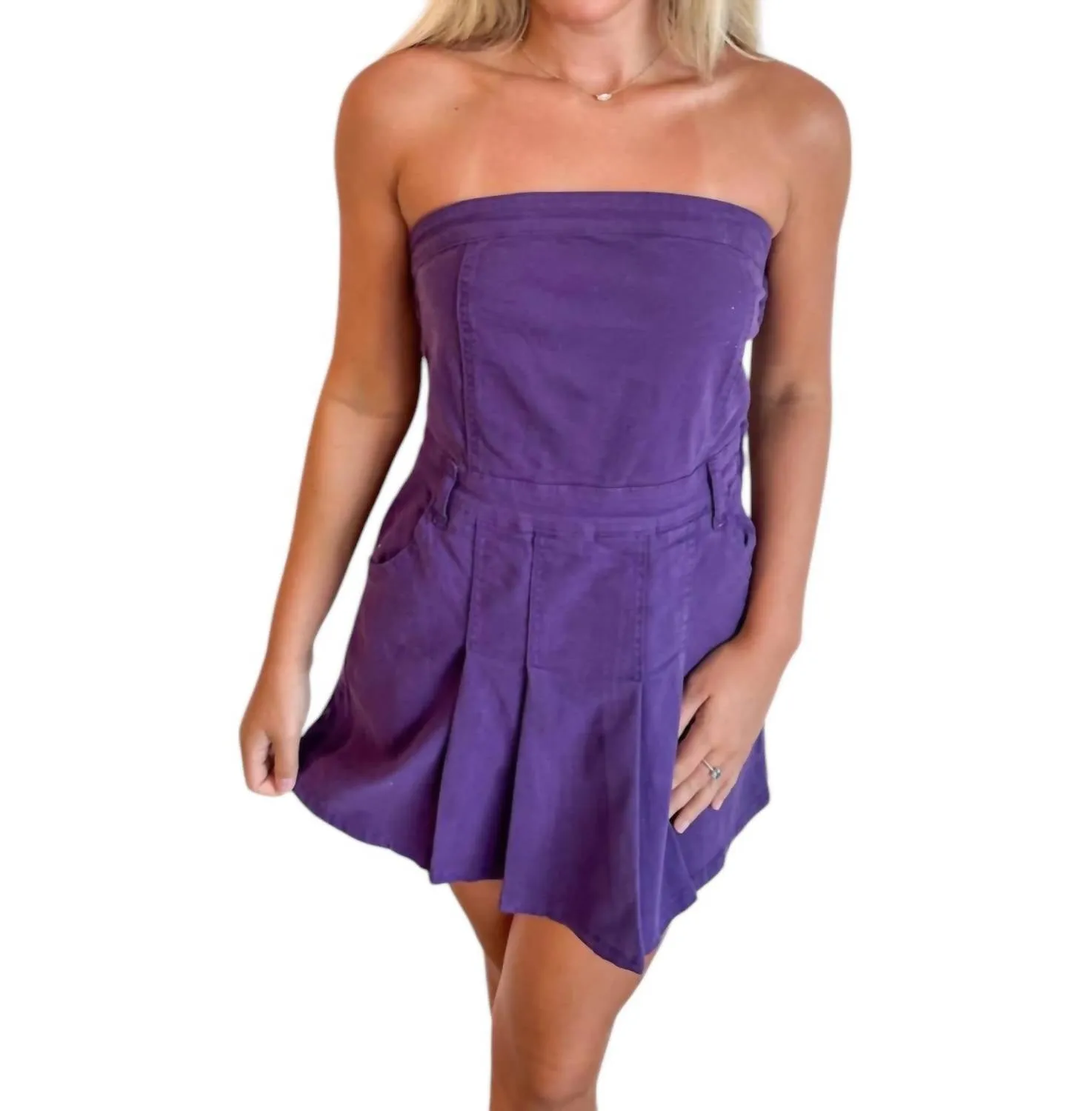 Sunkist Denim Mini Dress In Purple