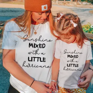 Sunshine & Hurricanes Mum & Kid Matching White T-Shirts discount mum dresses