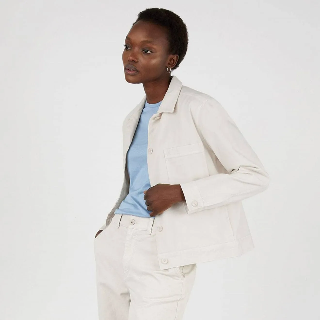 Sunspel Womens Chore Jacket Chalk