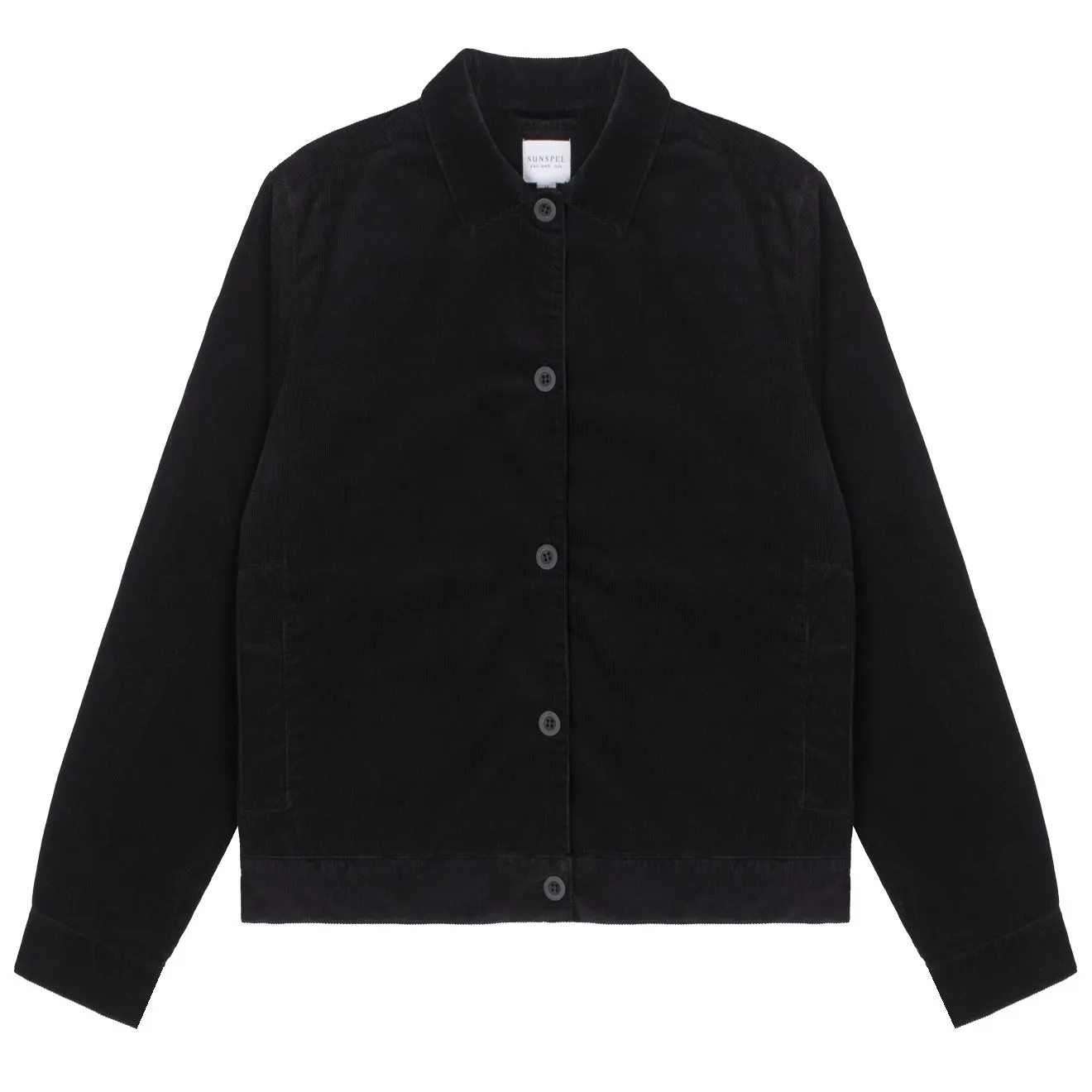 Sunspel Womens Corduroy Boxy Jacket Black raincoats promo code