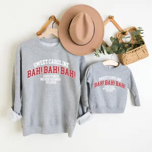 Sweet Caroline Matching Graphic Heather Grey Sweatshirts girls skirts clearance