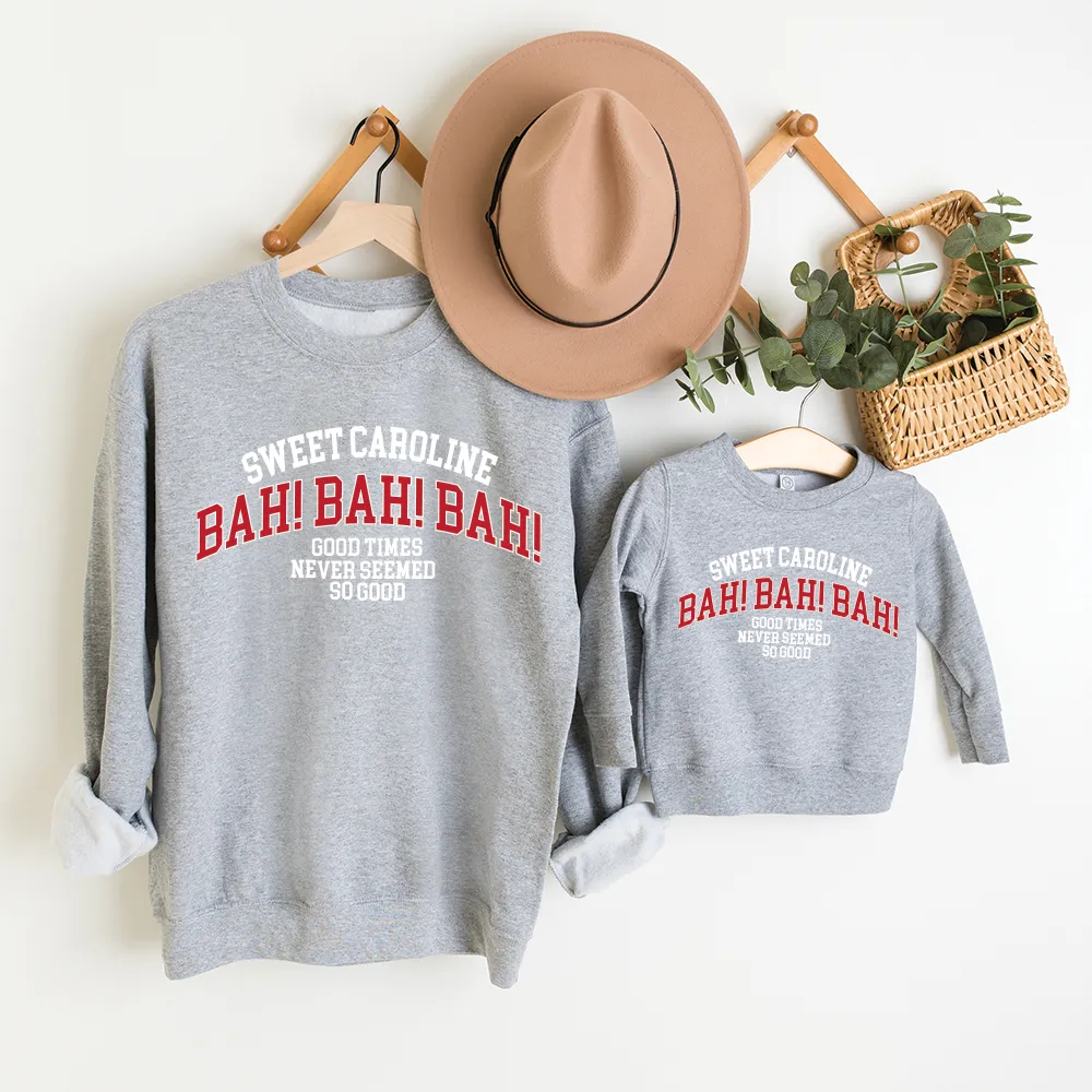 Sweet Caroline Matching Graphic Heather Grey Sweatshirts girls skirts clearance