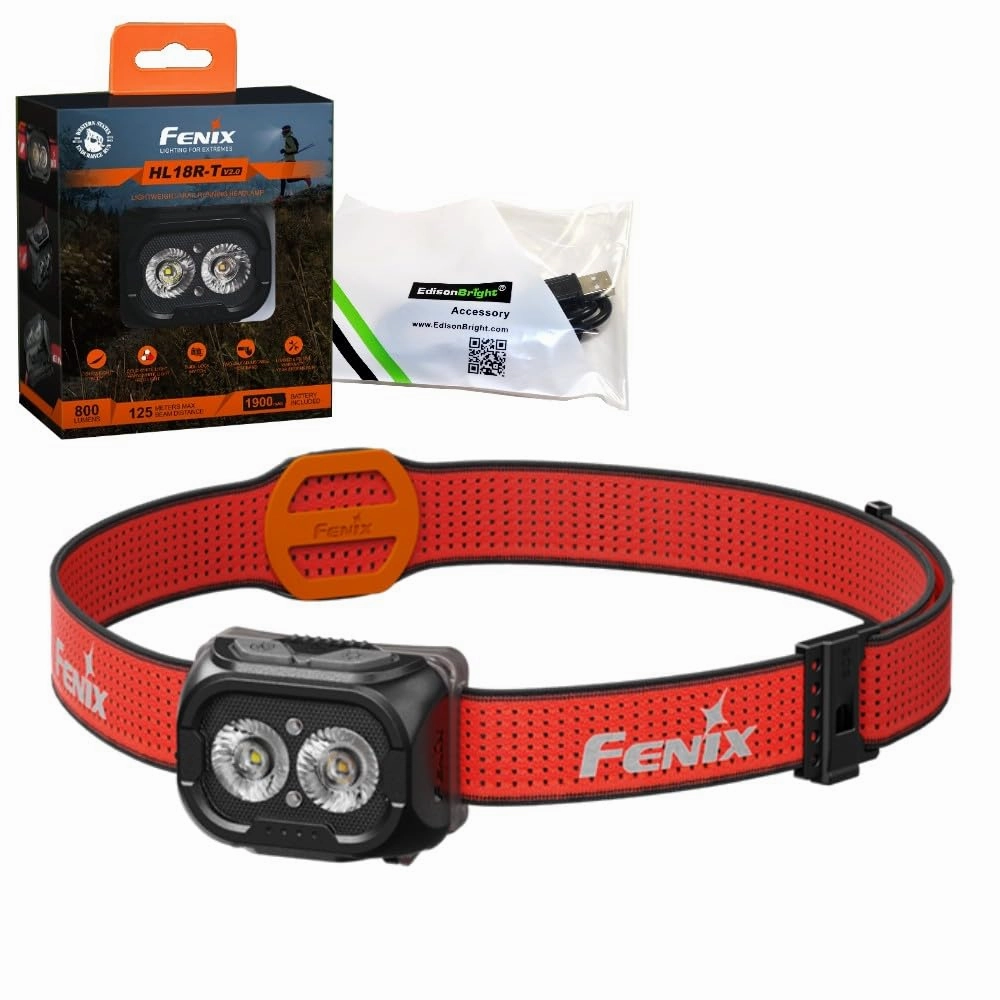 Find Great Deal On Switch To Fenix HL18R-T V2 USB Rechargeable 800 Lumen LED Jogging/Trail Running headlamp with EdisonBright USB Charging Cable Bundle Cheap Sale,100% Satisfaction , cheapest price and top quality.