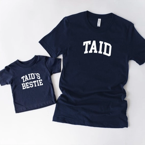 Taid & Taid's Bestie College Matching Navy T-Shirts Grandparent Clothing - grandpa clothes outlet