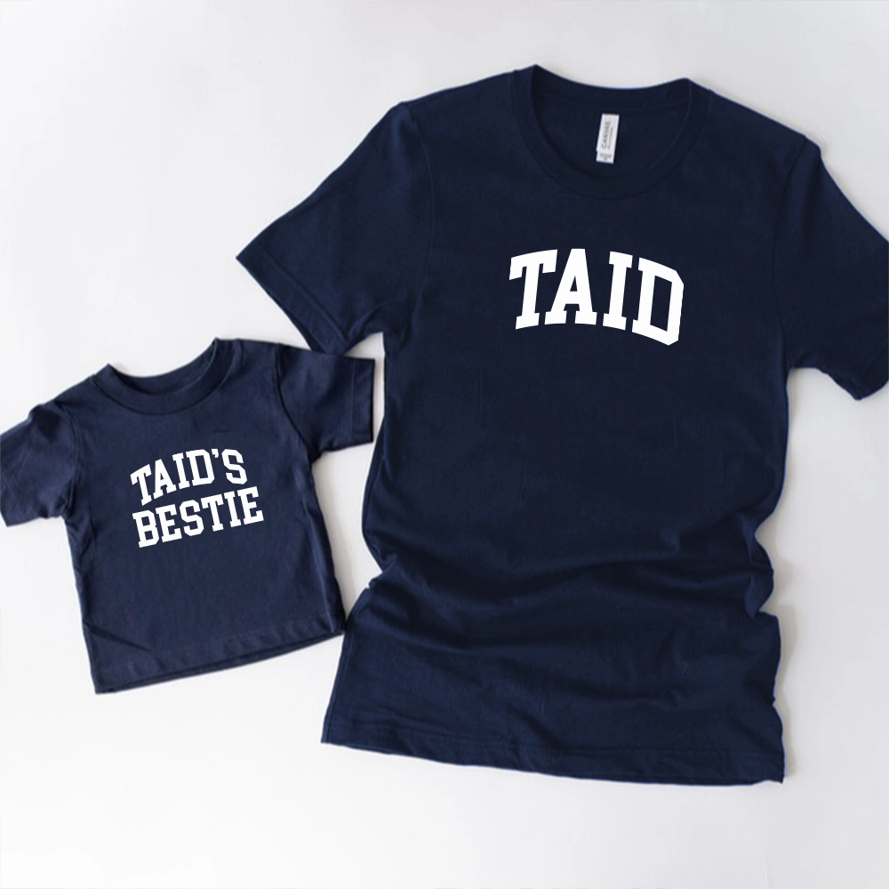 Taid & Taid's Bestie College Matching Navy T-Shirts Grandparent Clothing - grandpa clothes outlet